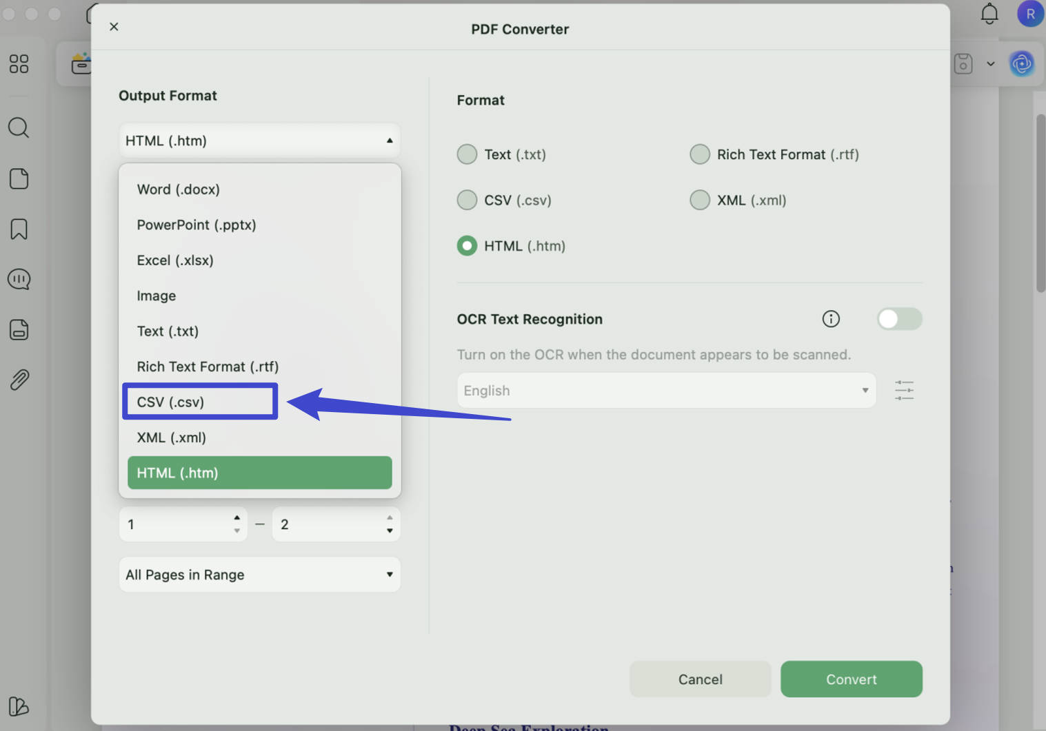 convert pdf to csv