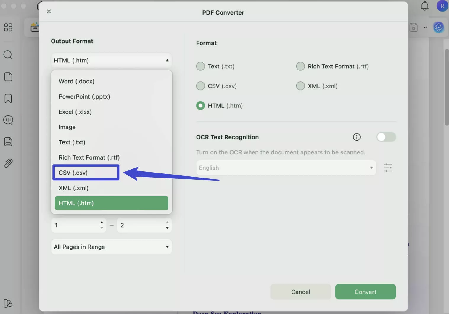 convert pdf to csv