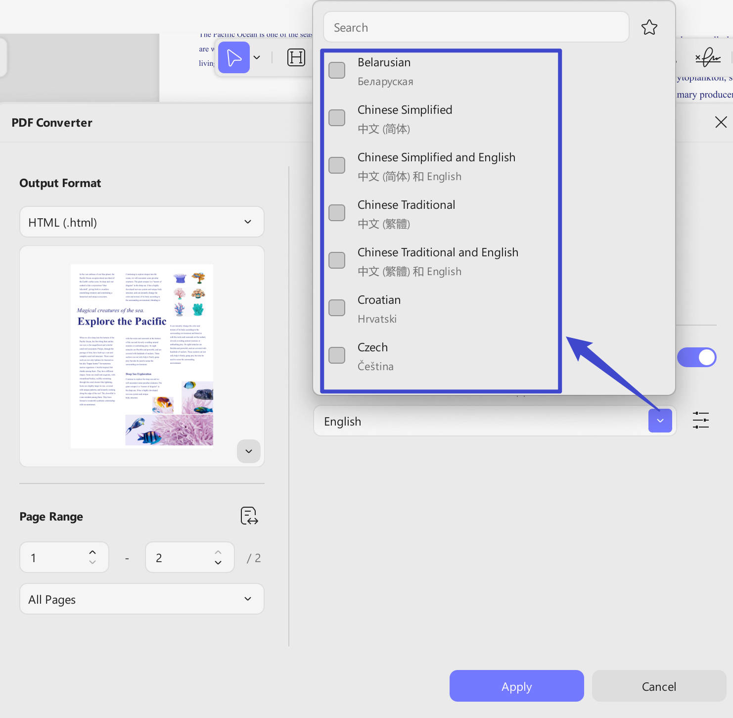 manage other settings and export