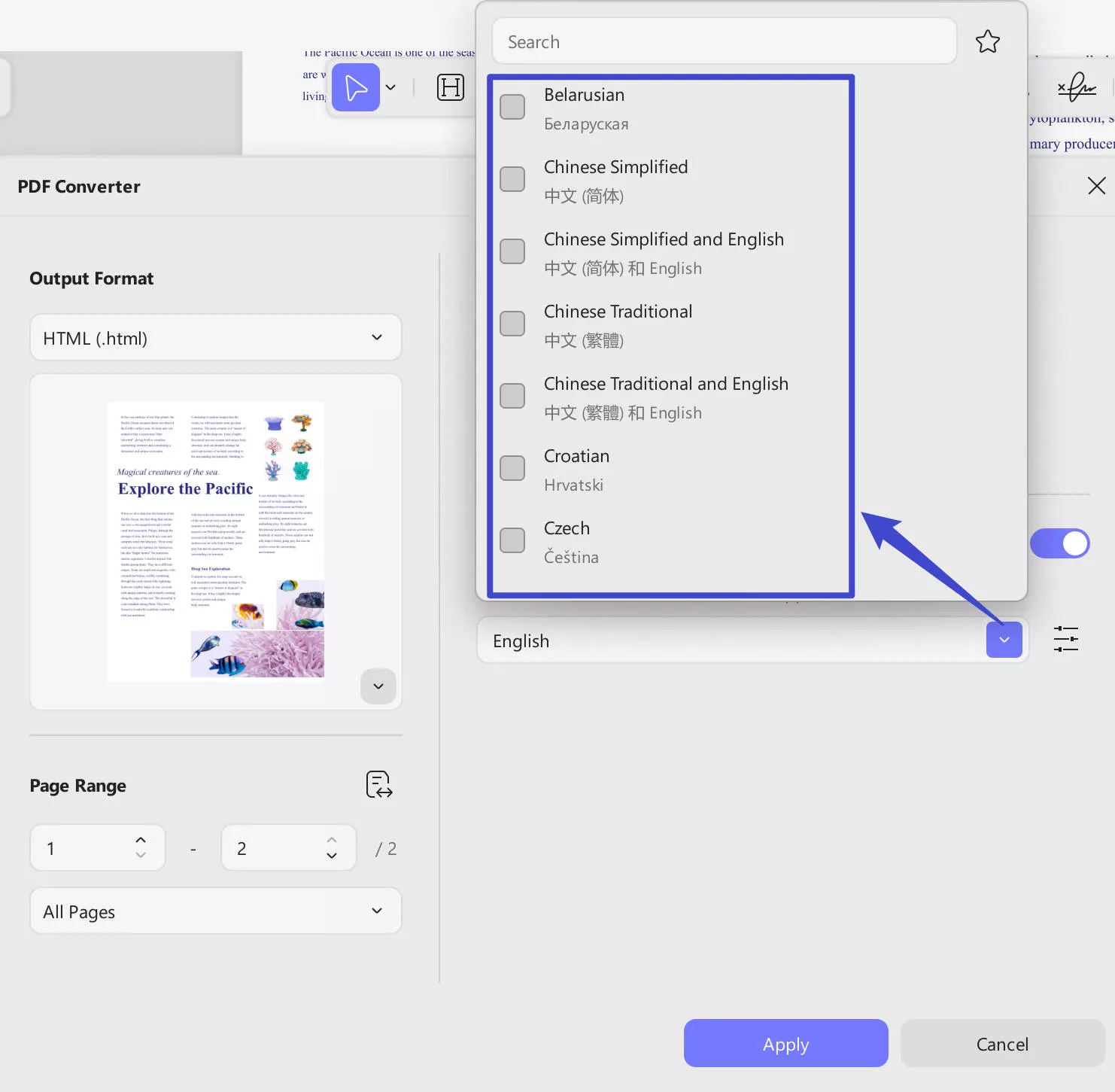 manage other settings and export