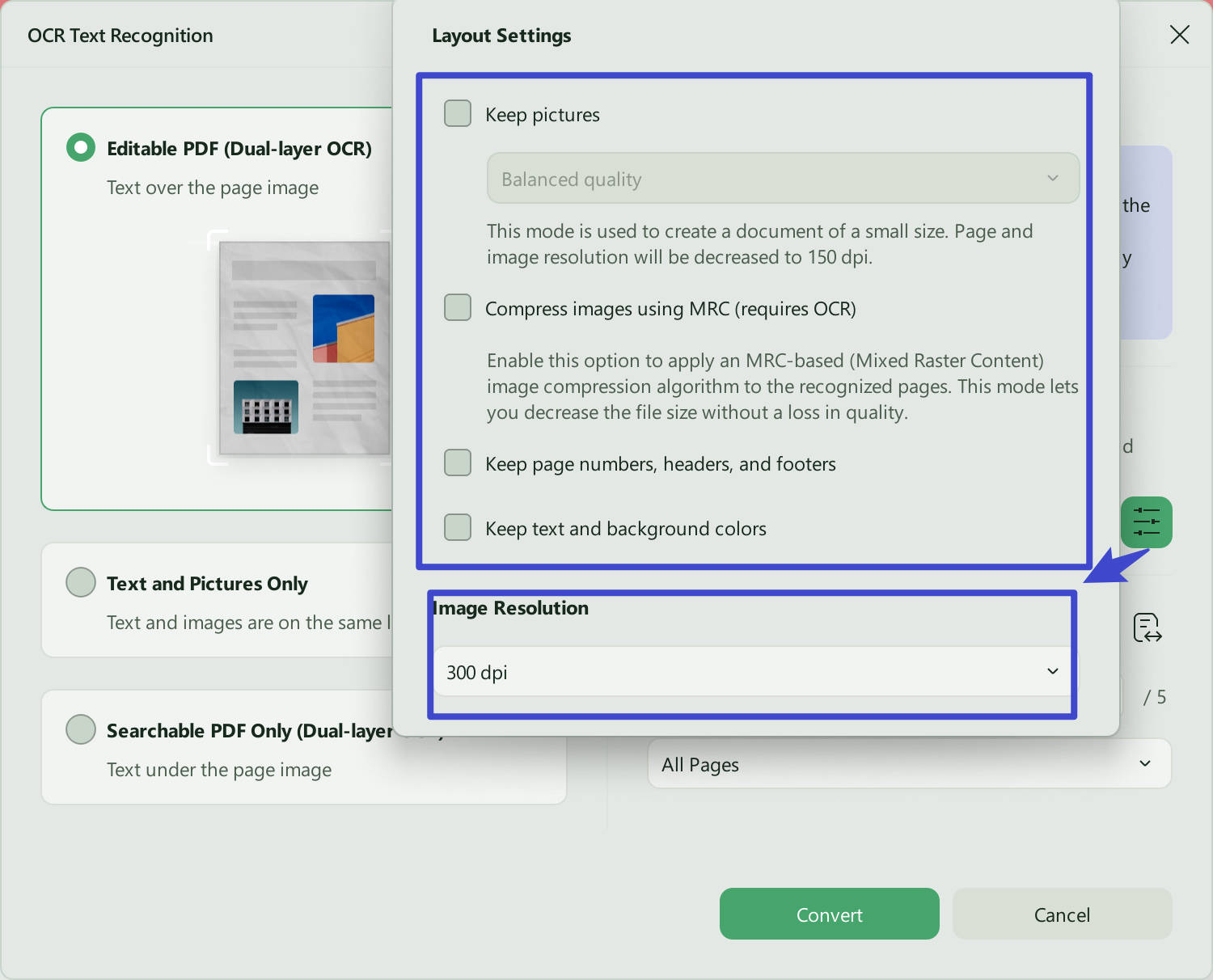  Layout Settings and Image Resolution