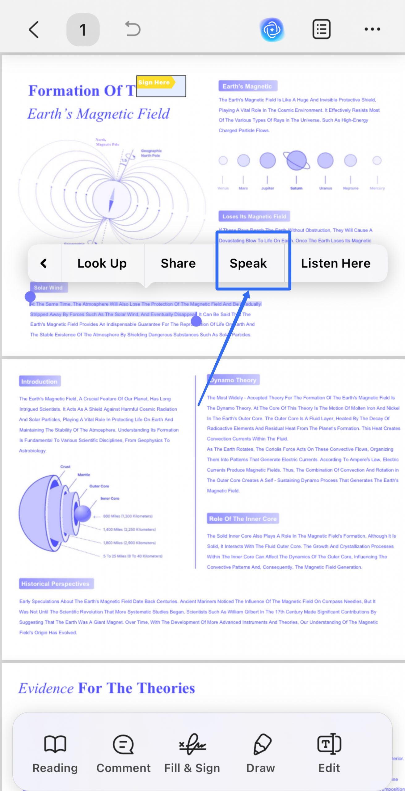 tap speak to start read 