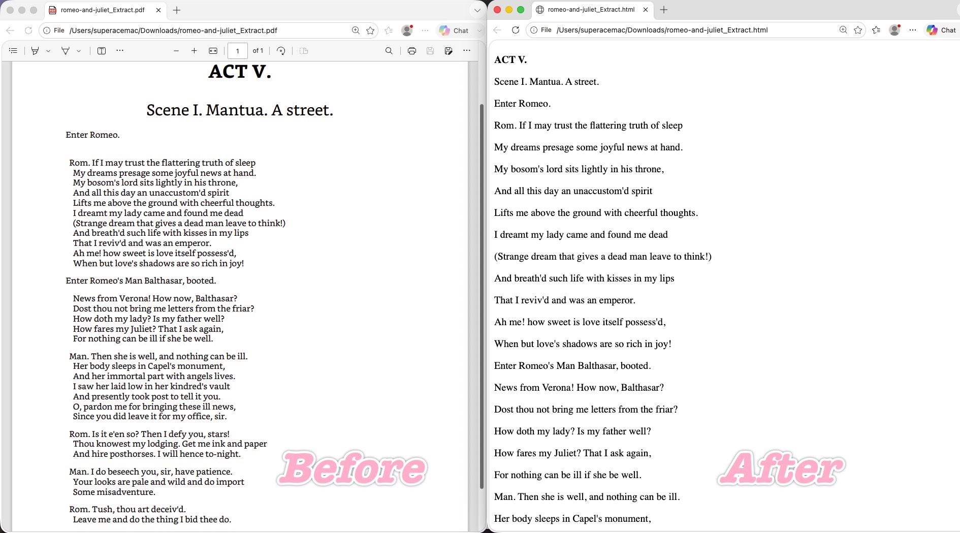 libreoffice converts to html before and after