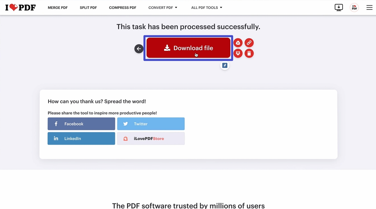 download converted pdfa file ilovepdf