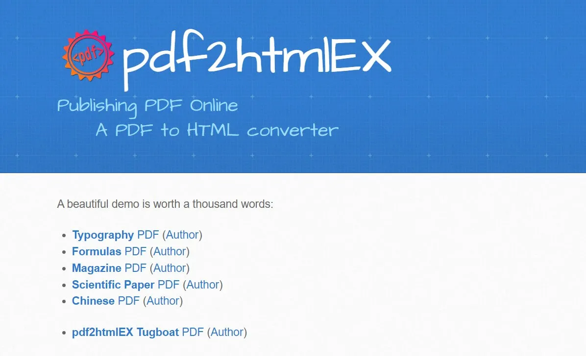 PDF를 HTML로 온라인 변환기 pdf2htmlex