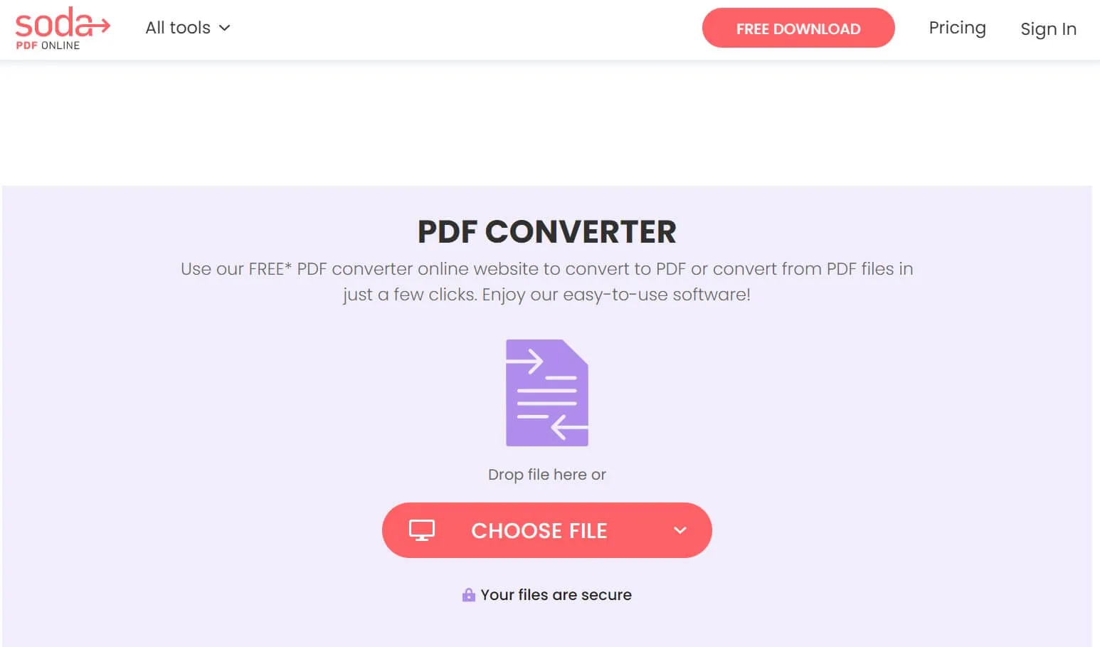 Convertire PDF in Excel online soda pdf