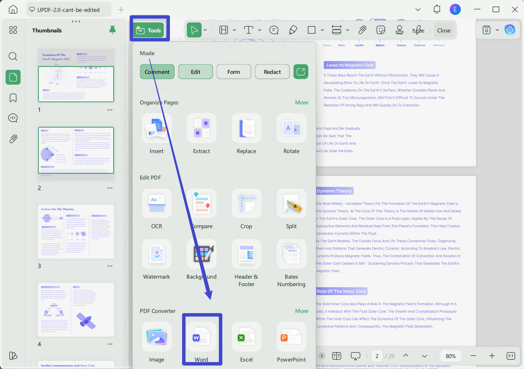 copy pdf to word with export pdf feature
