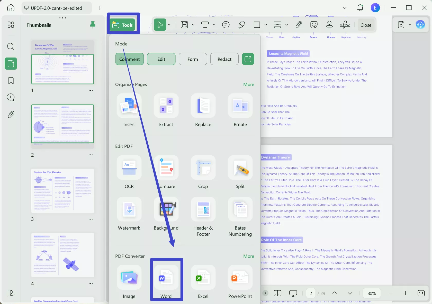 copy pdf to word with export pdf feature