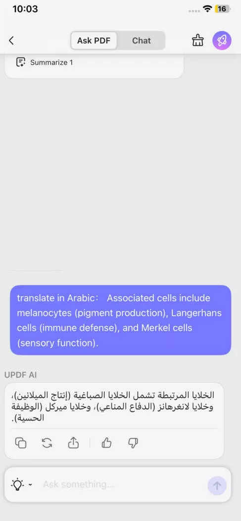 translating pdf text with updf ai for iOS