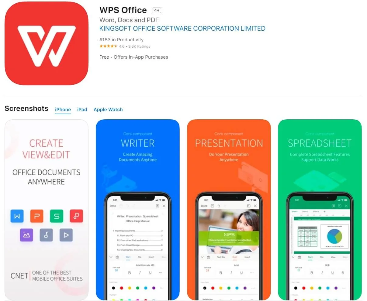 wps office editor pdf per iOS