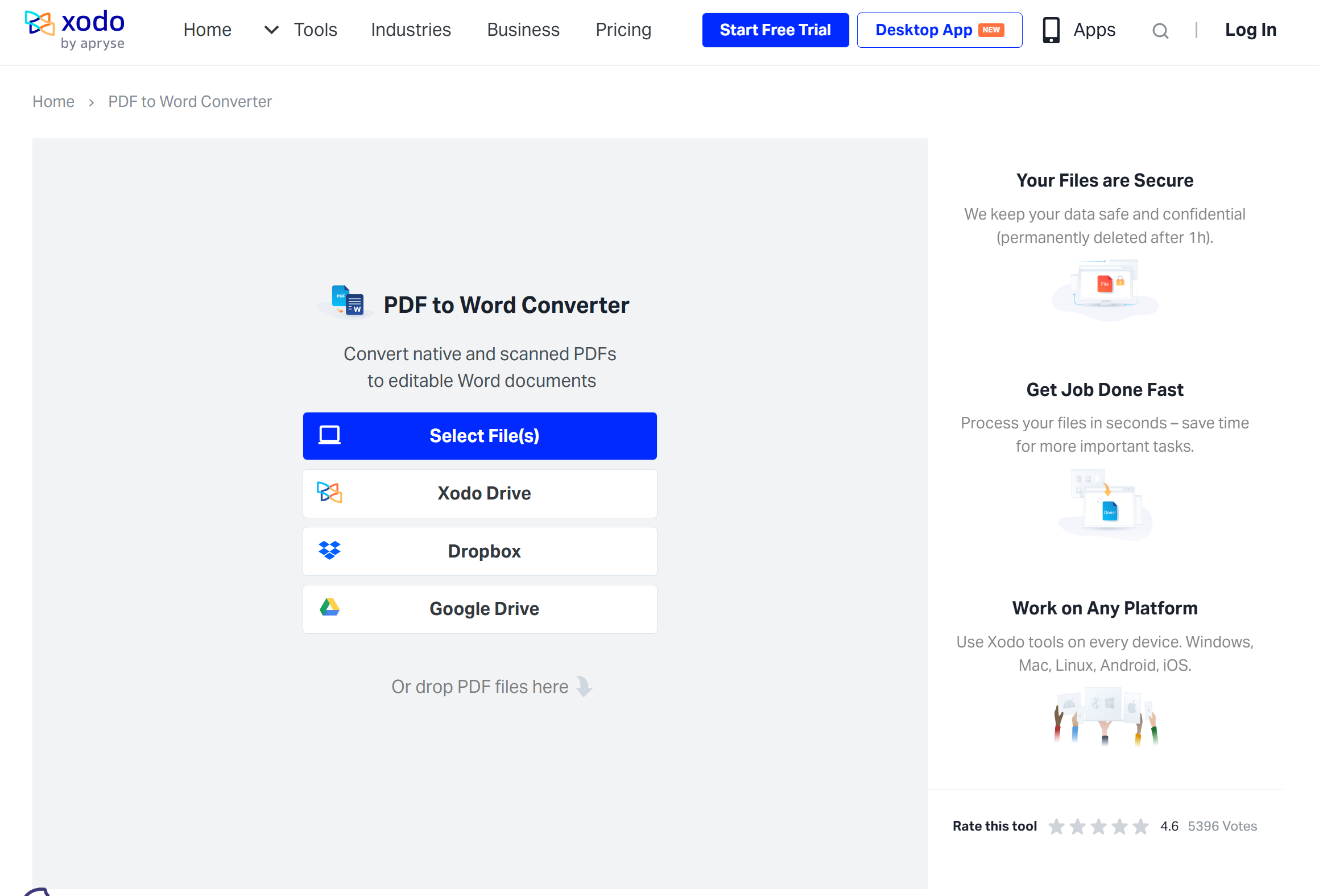 Xodo pdf to word