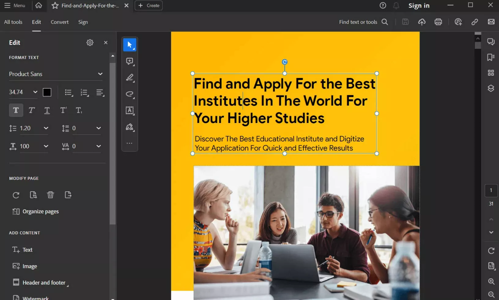 edit pdf with adobe