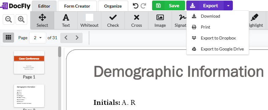 export your edited pdf docfly