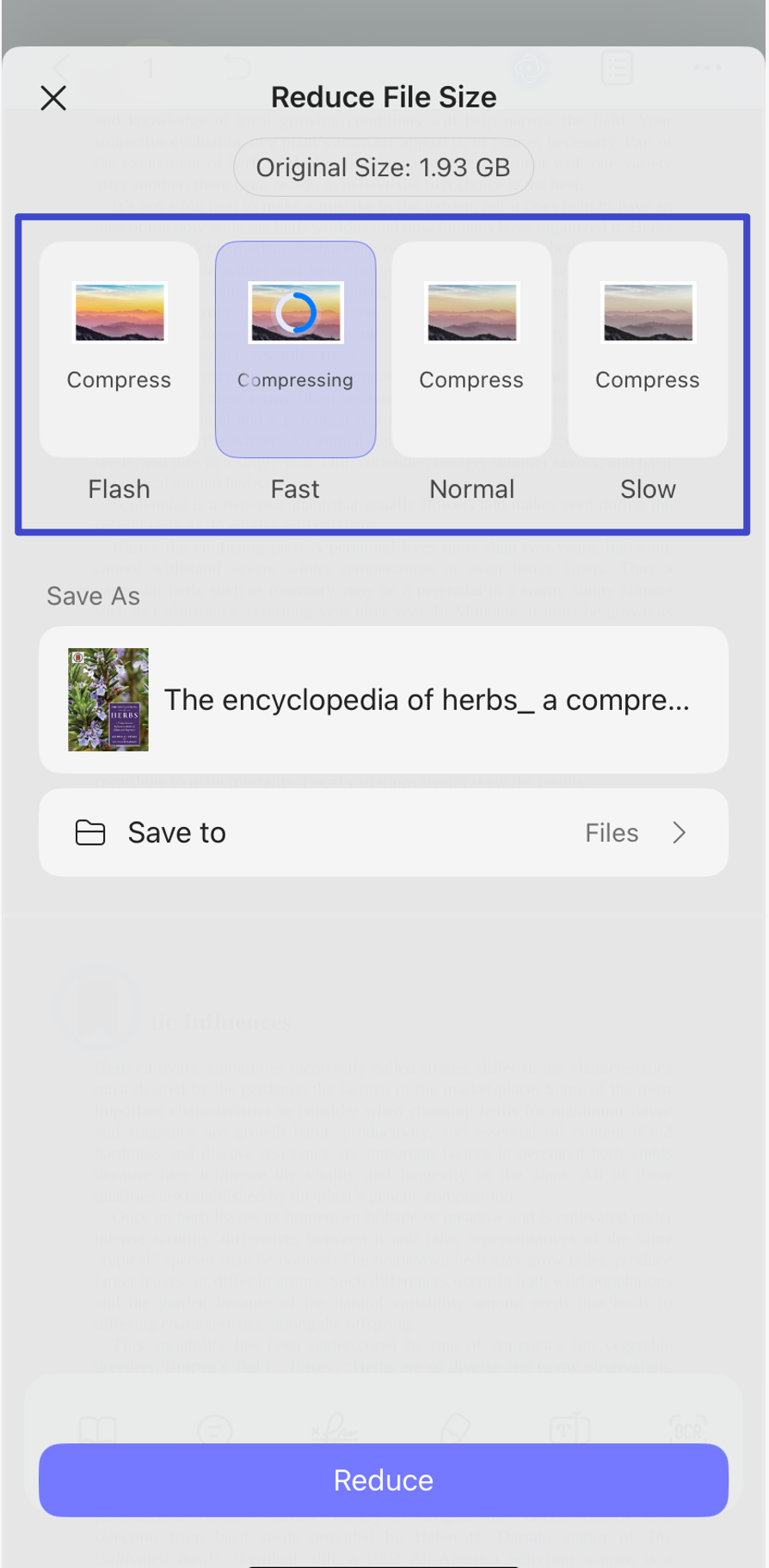choose file size you need