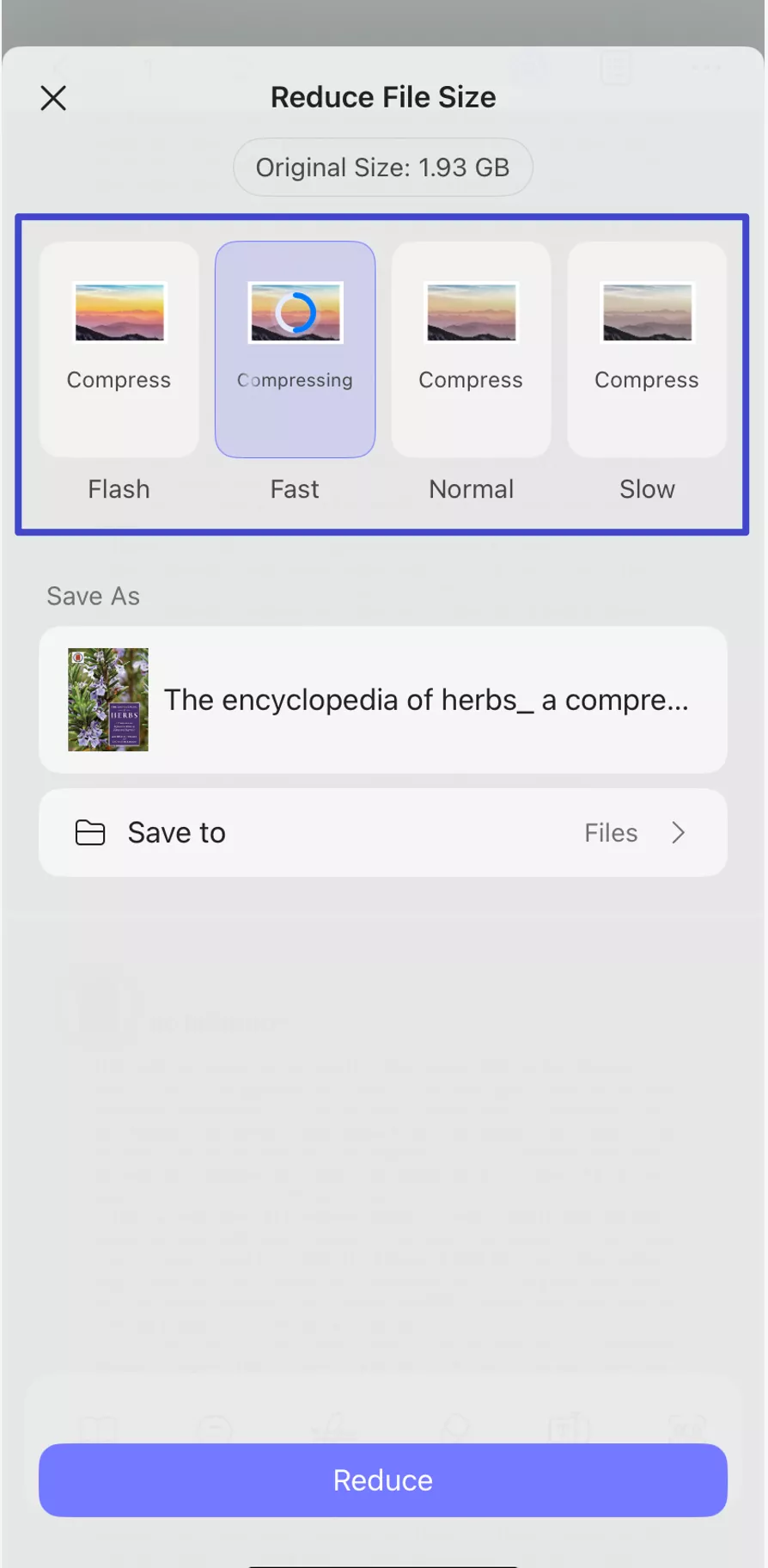 choose file size you need