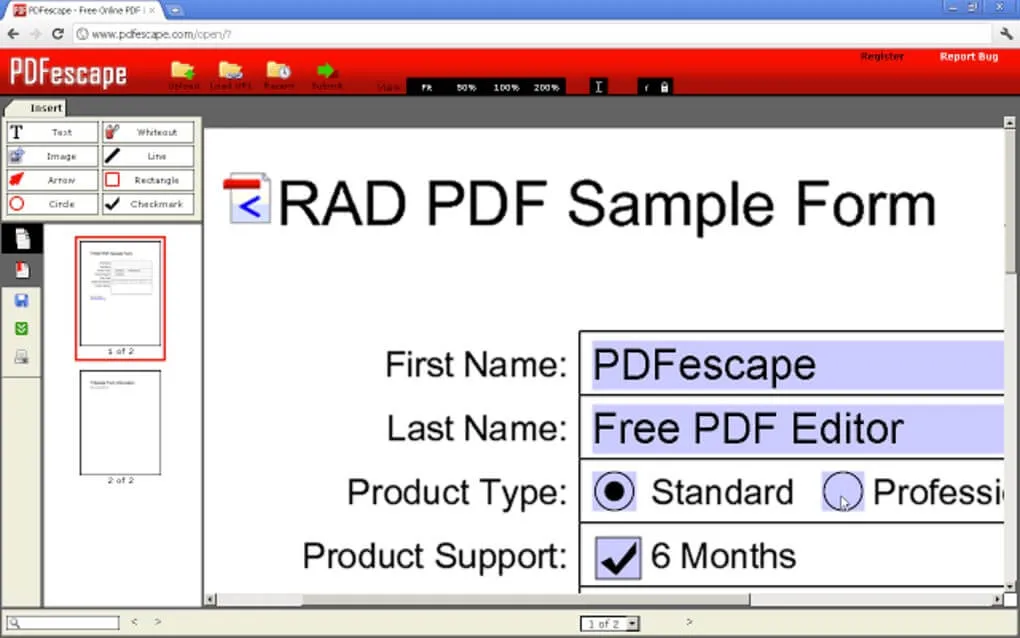 PDFESCAPE 온라인 PDF 편집자