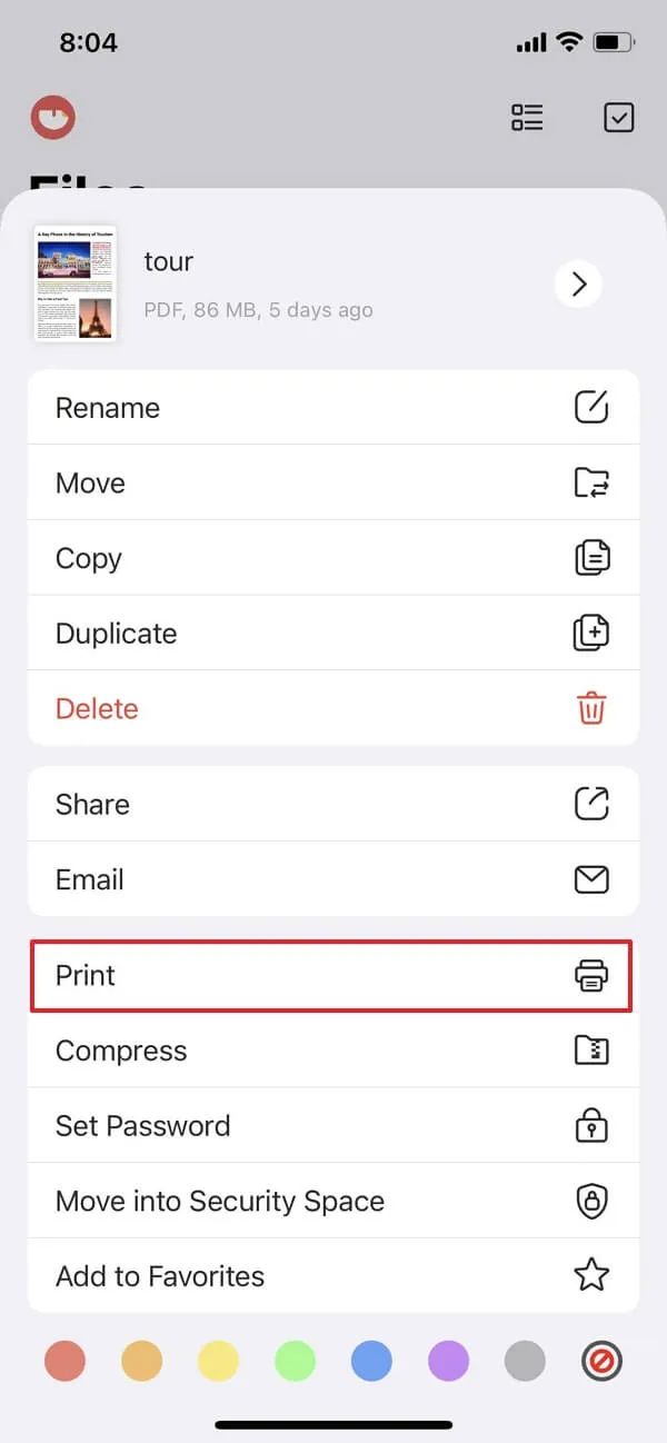 how to print pdf from iphone