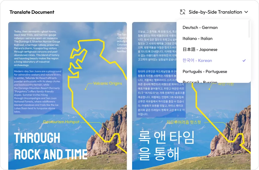updf ai online side by side translation