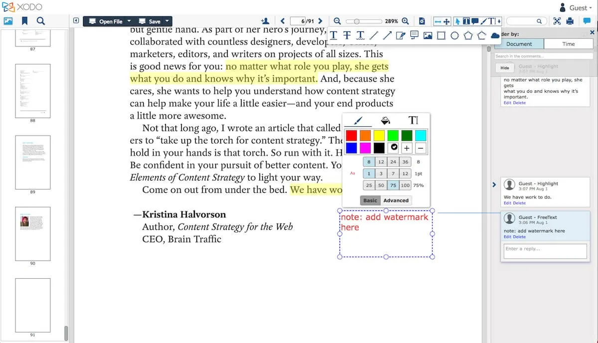 changeur de couleurs xodo pdf