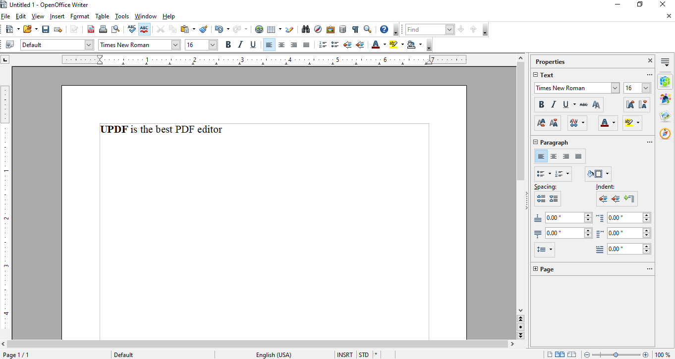 add your content on the page openoffice