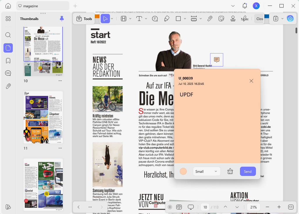Add notes to PDF with UPDF