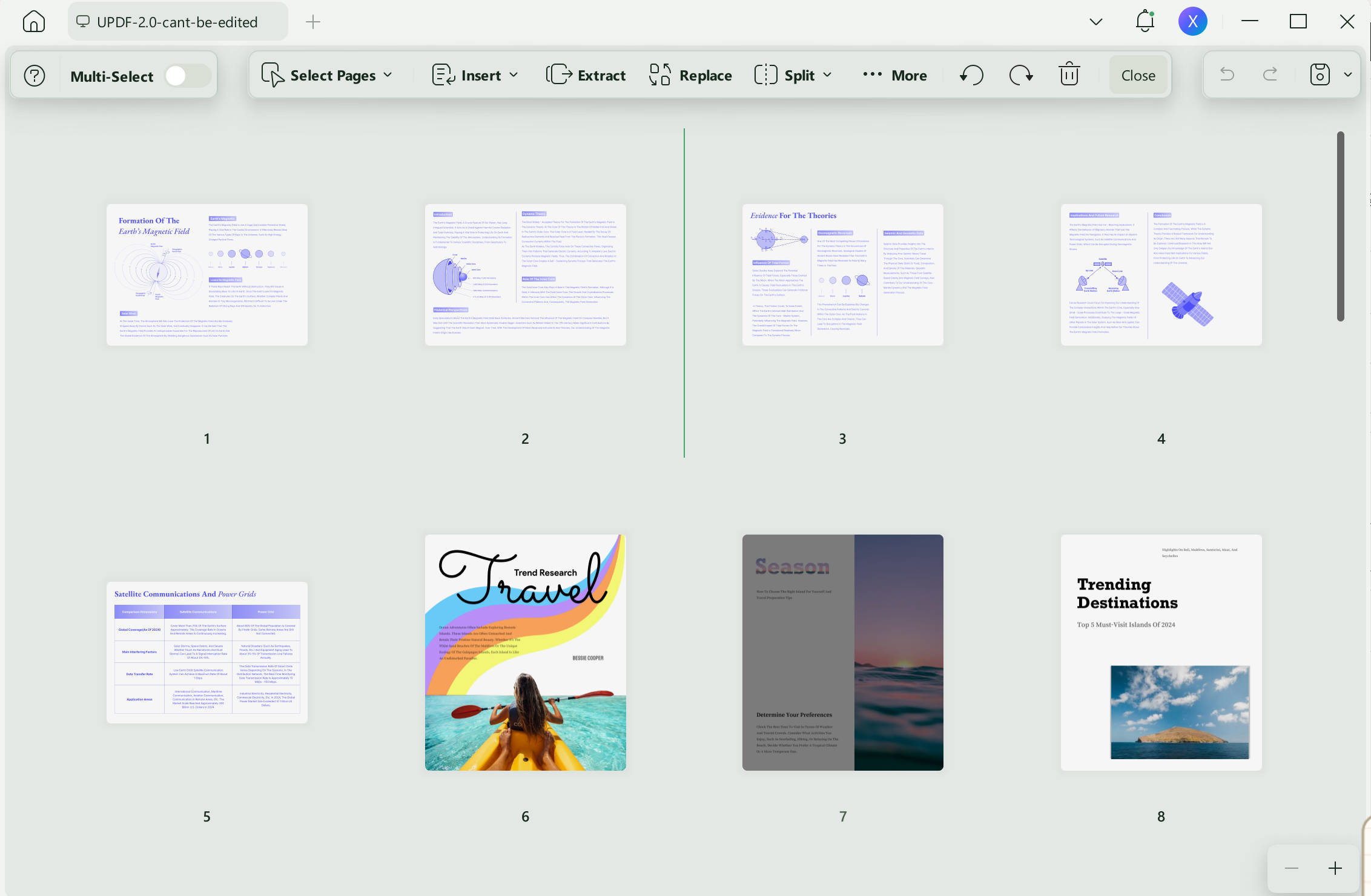 select the page and drag it