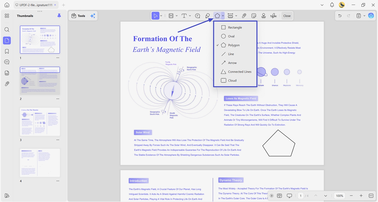 drawing different shapes updf desktop annotations