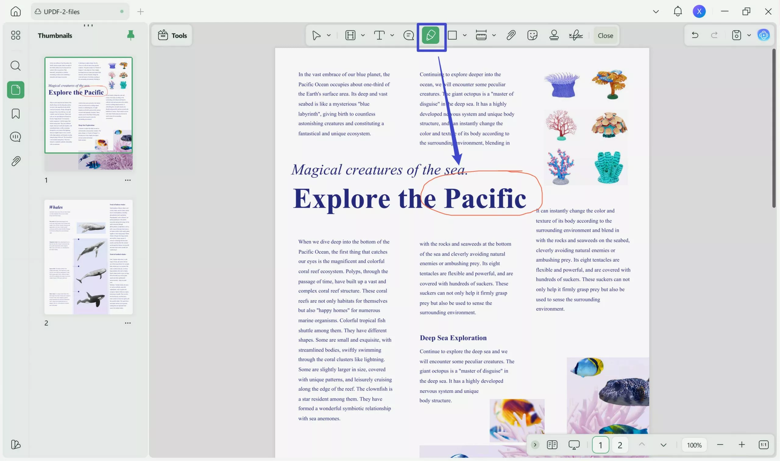 Using pencil tool to draw on PDF using UPDF