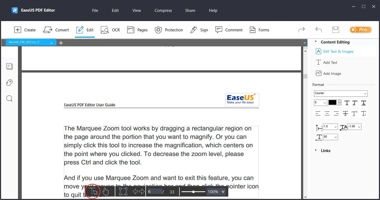 Easeus PDF editor user interface