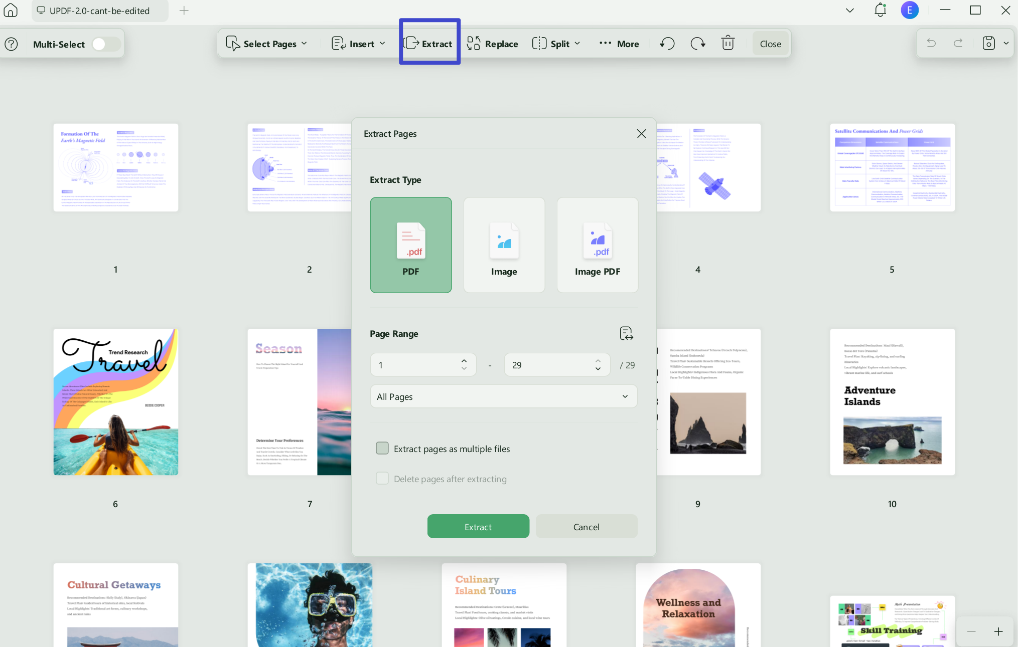 extract pages with updf windows