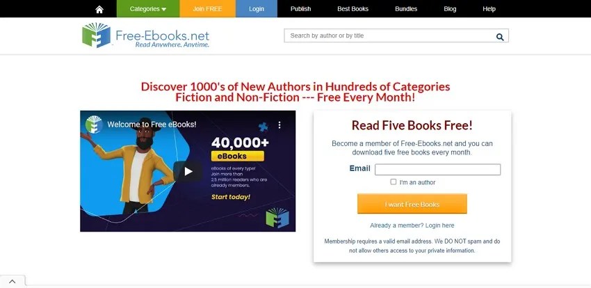 مواقع تحميل الكتب الالكترونية freeebooks.net