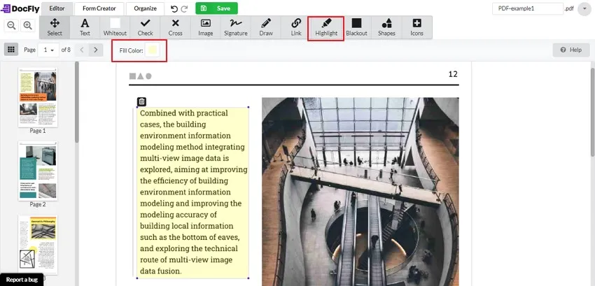 使用 docfly 在線突出顯示 pdf