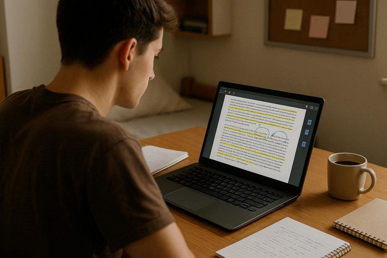 student annotating pdf textbooks