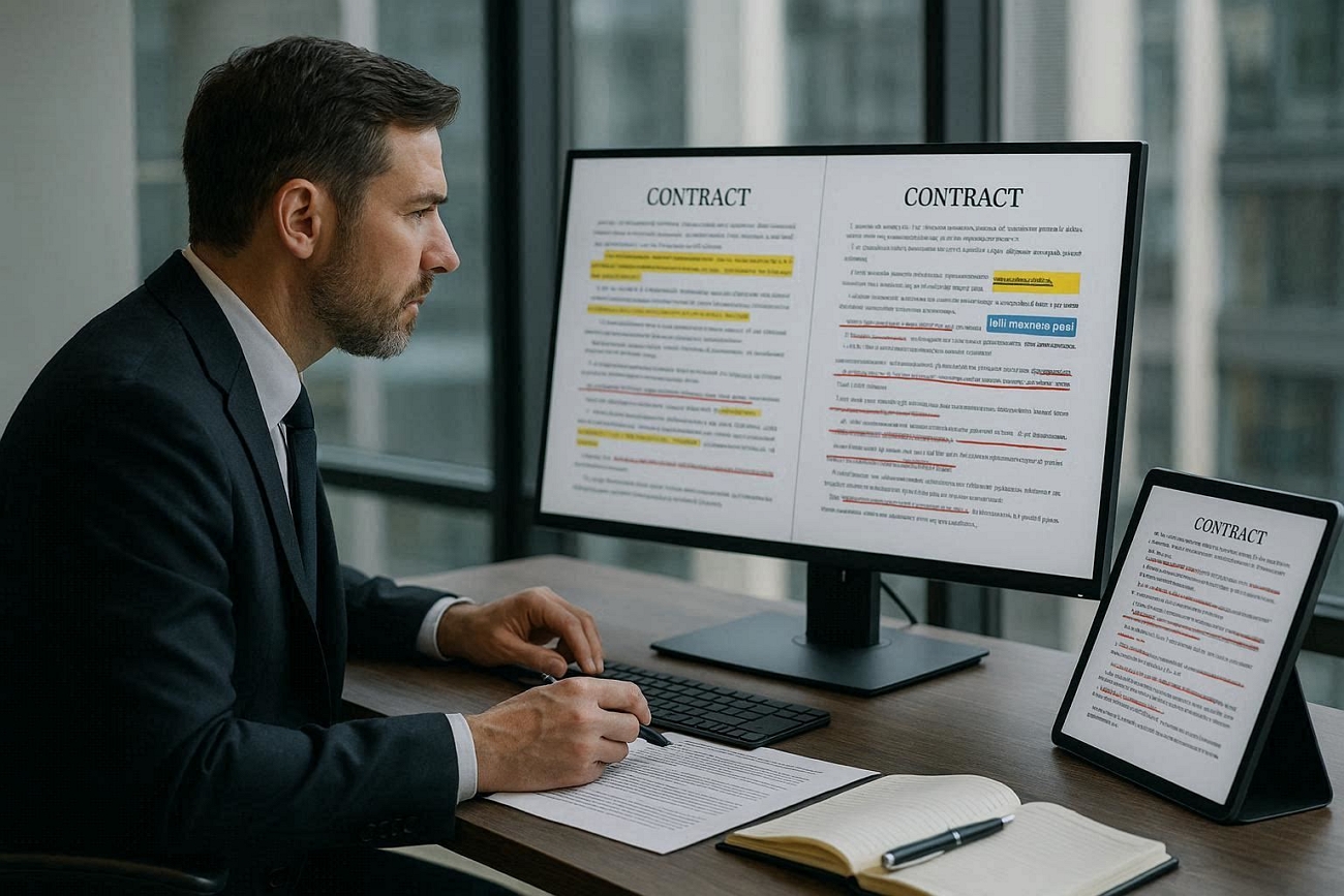 lawyer reviewing legal contracts annotation tools