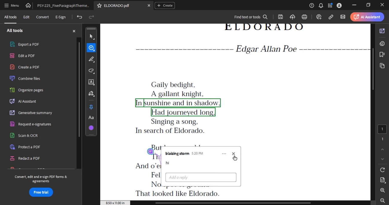 using adobe highlight comments pdf