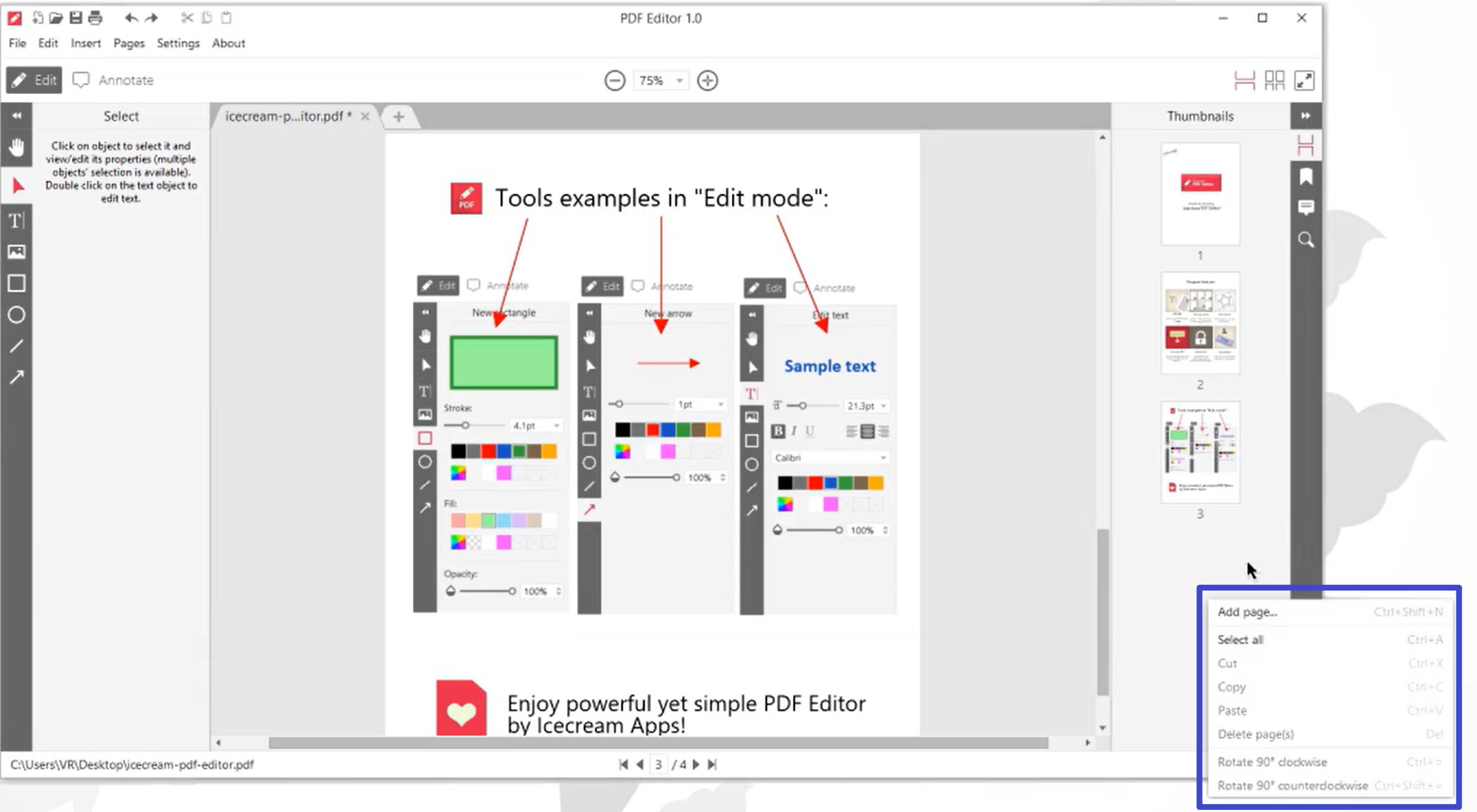 organize PDF using Icecream PDF editor