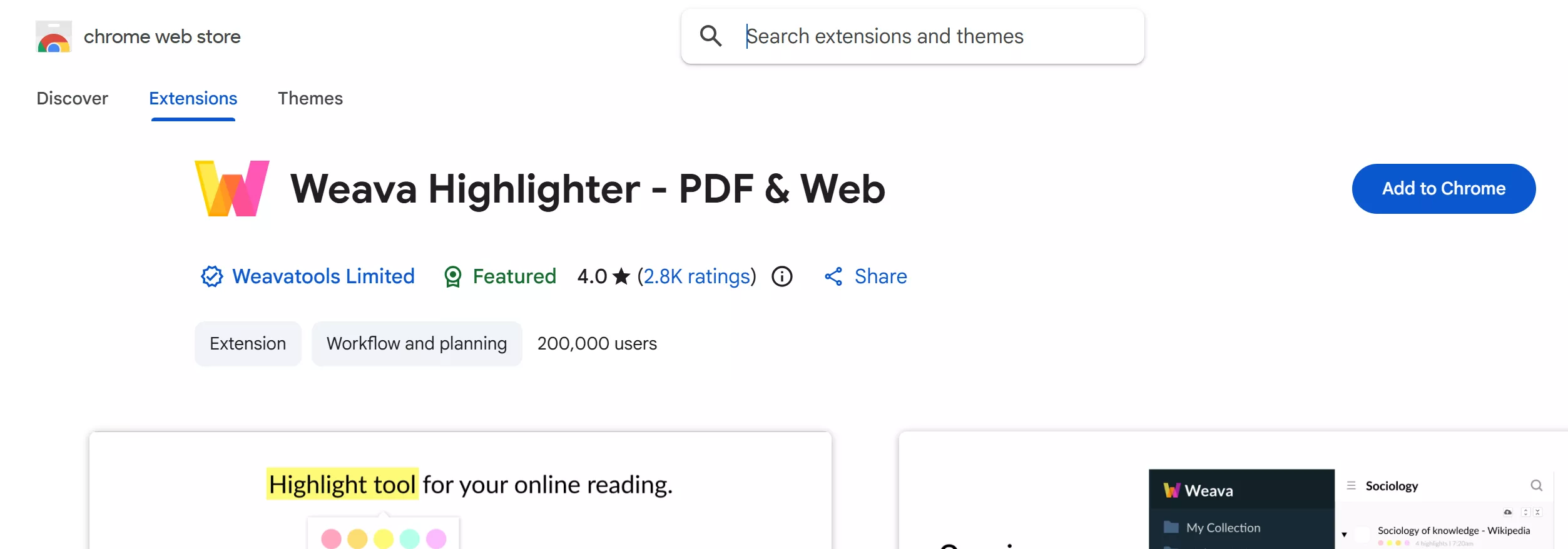 weave highlighter add to chrome