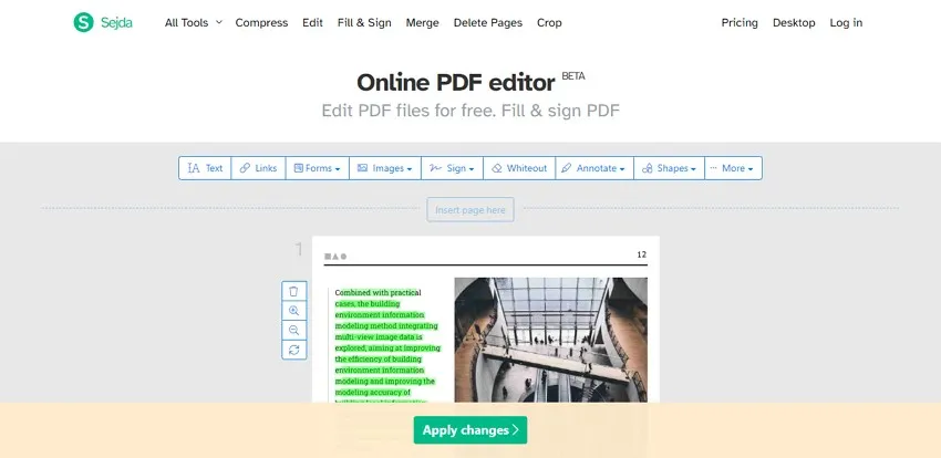 Editor de PDF Sejda 