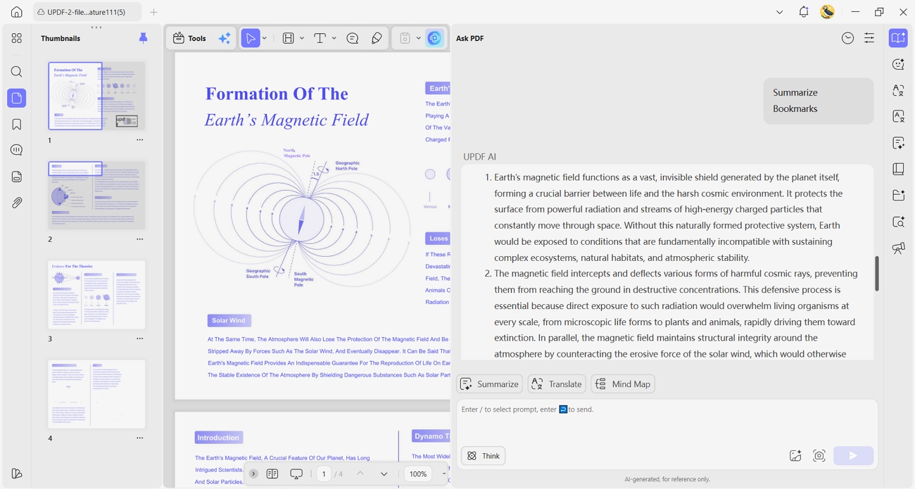 using updf ai summarize translate pdfs