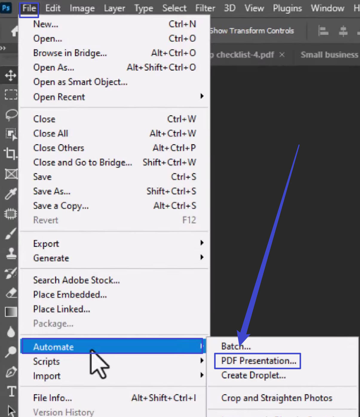 save the edited pdf with photoshop