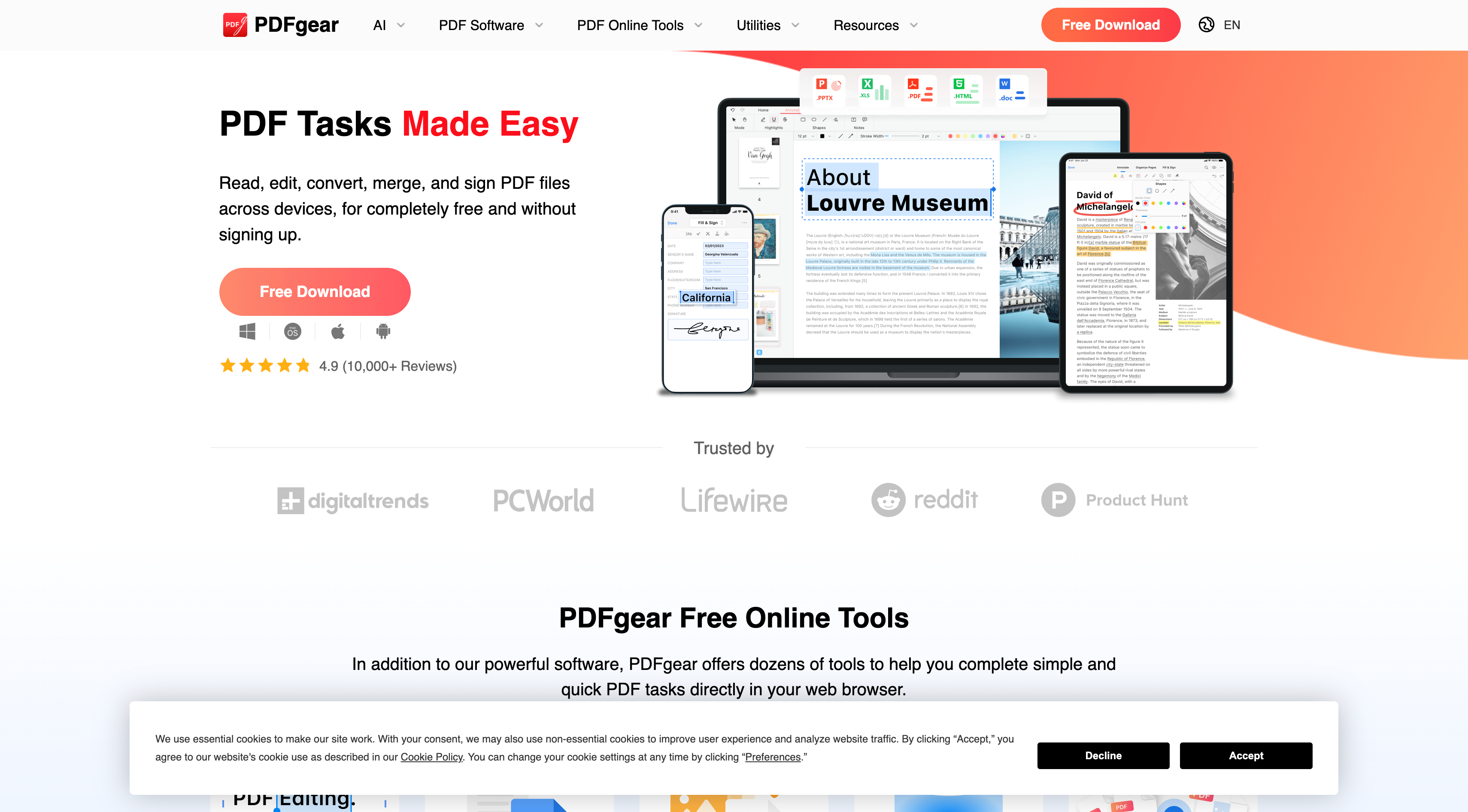 PDFgear free pdf editor windows