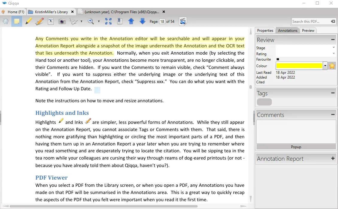 qiqqa janelas do aplicativo de anotação em PDF