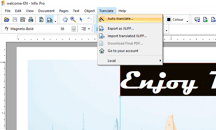 translating the pdf in infix pdf editor