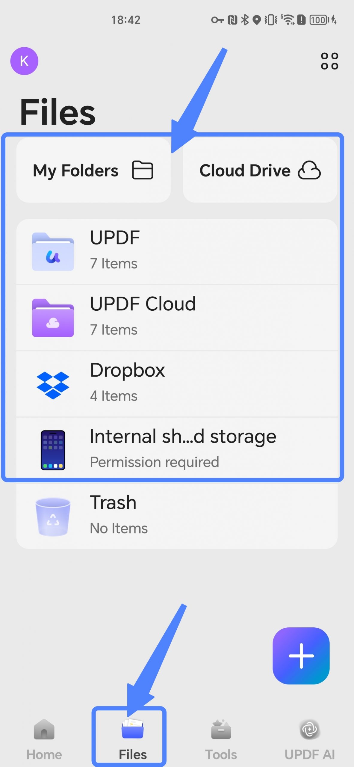 access files in updf