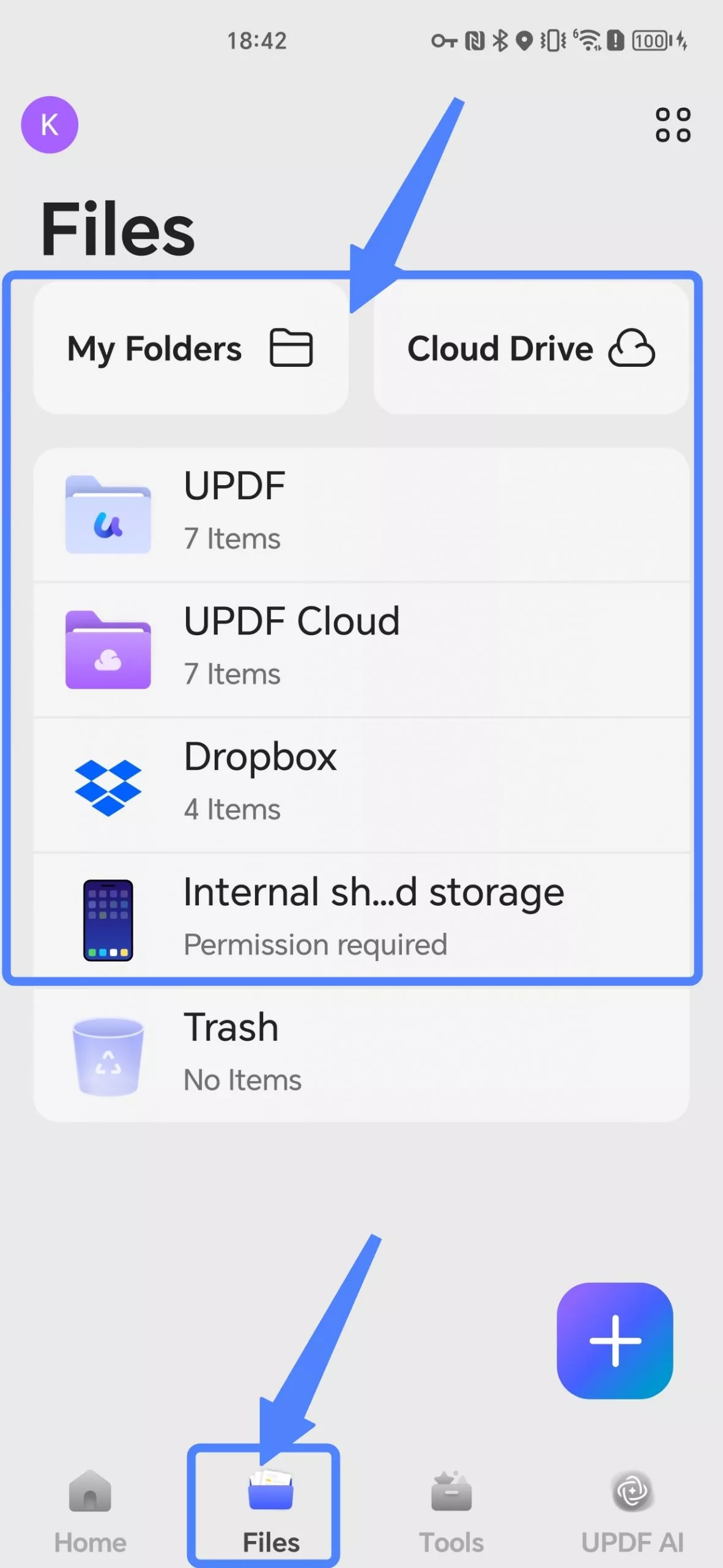 access files in updf