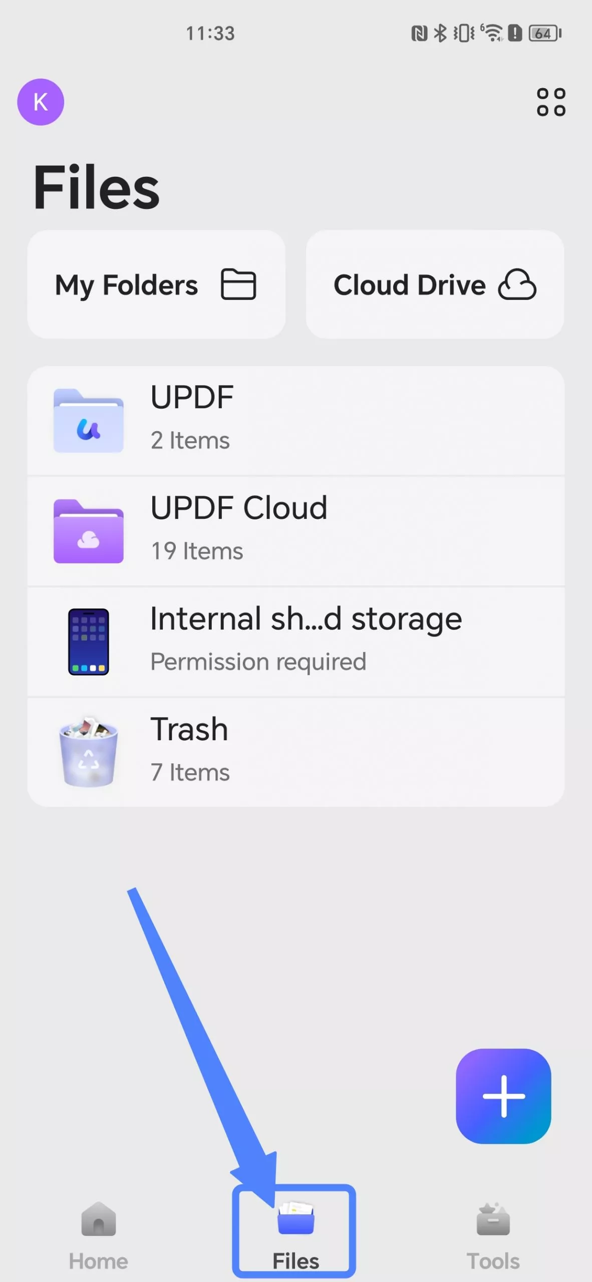 access files in updf
