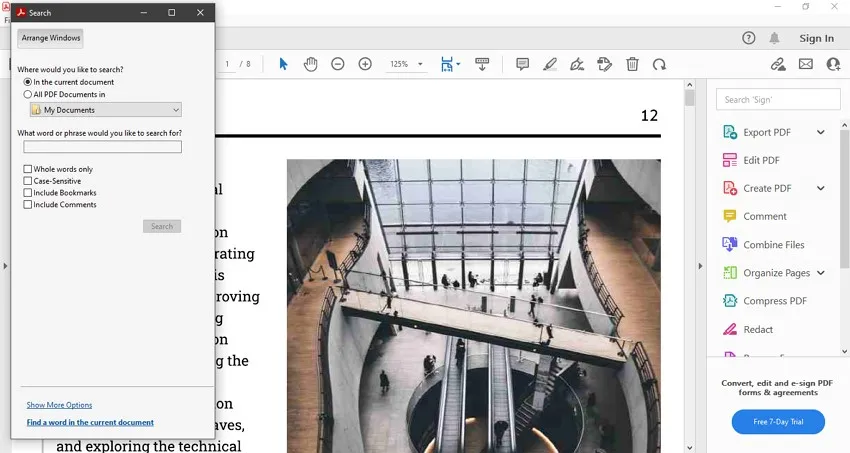 search for text in pdf with adobe