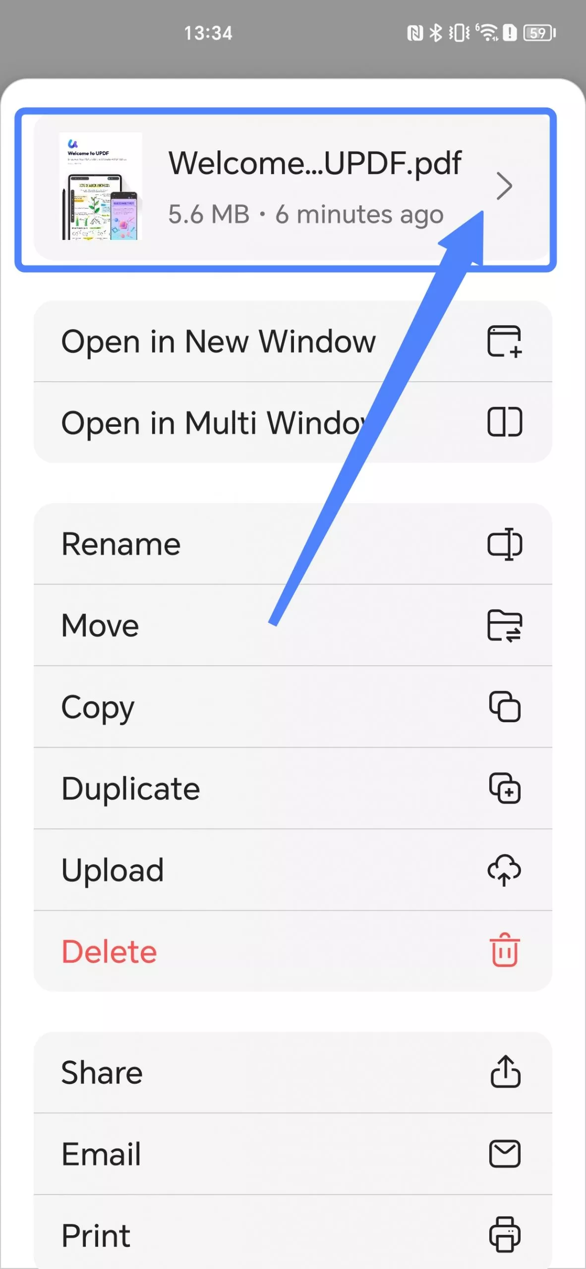 check the info of the updf