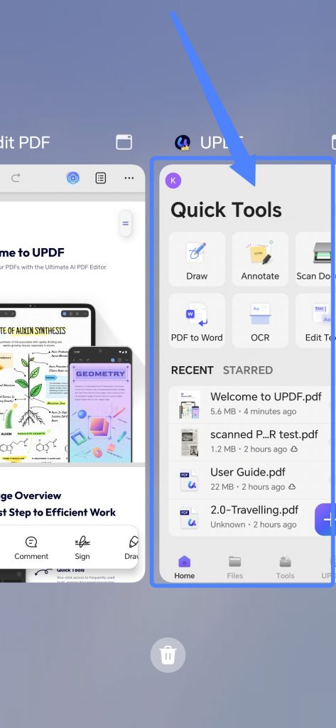 click the updf home page android