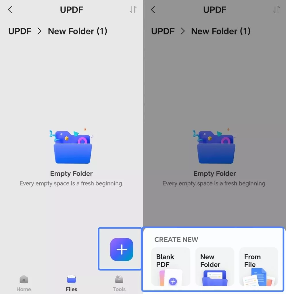 create new in new folder